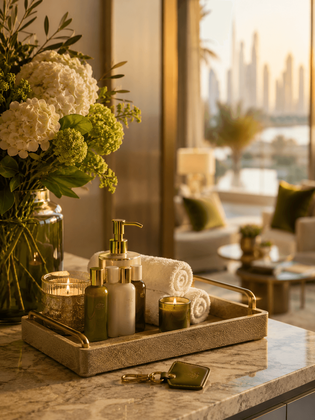 Premium guest amenities and welcome details